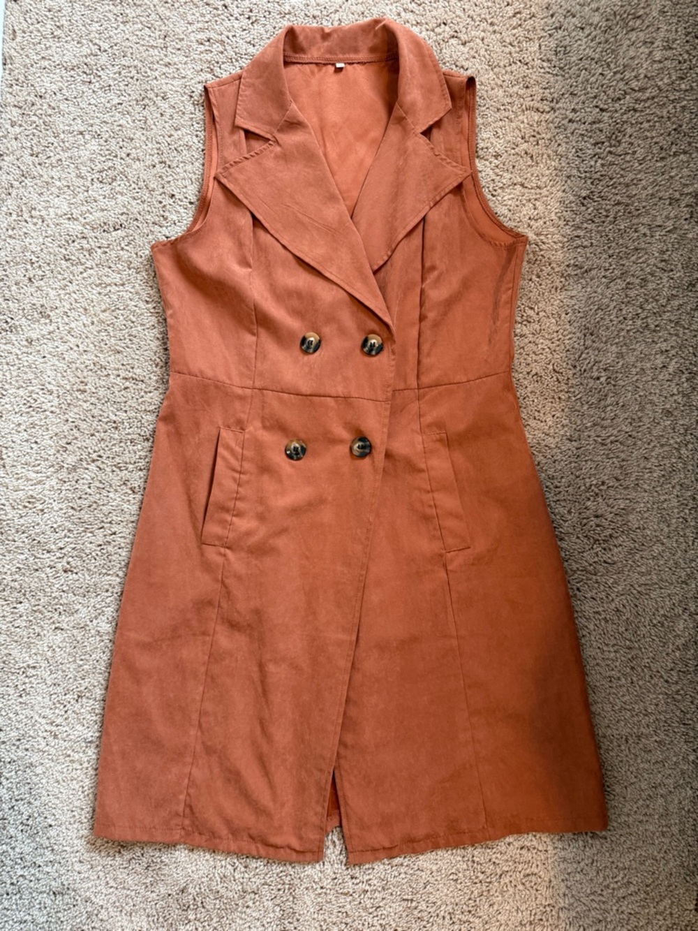 Sleeveless Double-Breasted Rust Dress